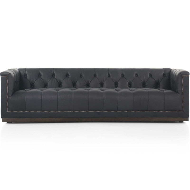 Tuxedo Sofa, Deep Diamond Tufted Modern Industrial Leather-Like Couch