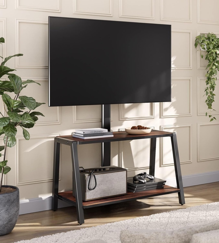 TV Stand Industrial A-Frame Two-Tier Console with Integrated Mount