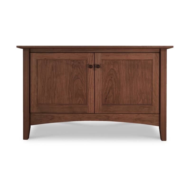 TV Stand with Arched Bottom Rail, Walnut Shaker Style Console