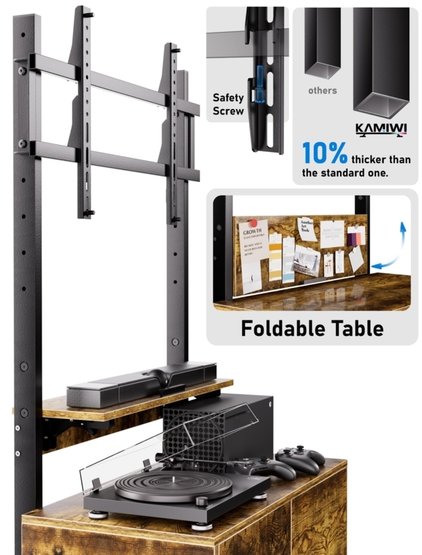 TV Stand With Mount, Foldable Desk, Industrial Media Hub