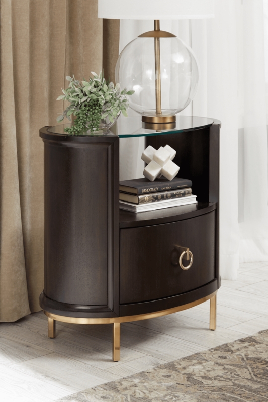 Two-Tier Wood Side Table with Black Metal Cross-Brace Base