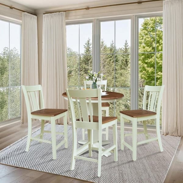Two-Tone Counter Height Dining Set in Hickory and Shell Finish