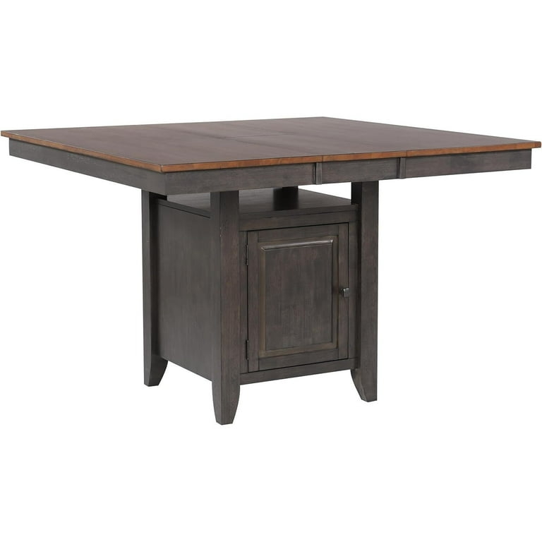 Two Tone Counter Height Table with Storage Cabinet and Butterfly Leaf