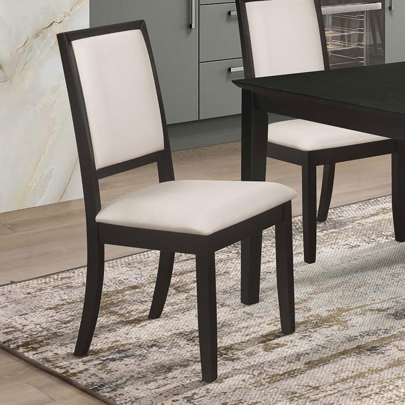 Two-Tone Dining Chairs Cream Upholstery Black Frame Square Back