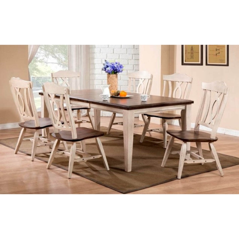 Two-Tone Farmhouse Dining Set with Oval Cutout Chairs