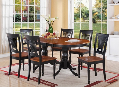 Two-Tone Oval Dining Set with Double Pedestal Table
