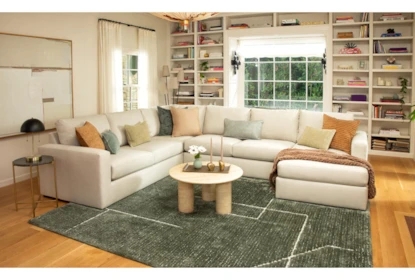 U-Shaped Sectional Sofa Sand Linen-Like, Modular Seating for Large Spaces.