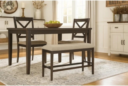 Upholstered Counter Height Bench with Integrated Footrest