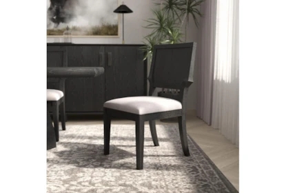 Upholstered Dining Chair Charcoal Frame Light Grey Contrast Seat