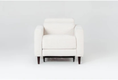 Upholstered Power Recliner with Track Arms and Wood Legs