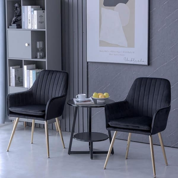 Vertical Channel Tufted Dining Chair with Gold Plated Legs