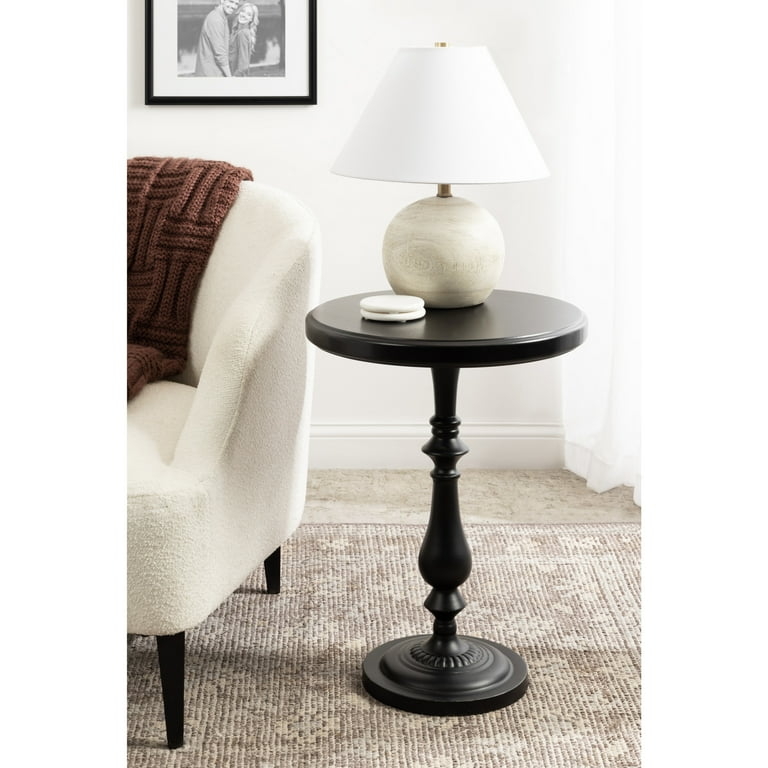 Vintage Black Side Table with Turned Pedestal Base