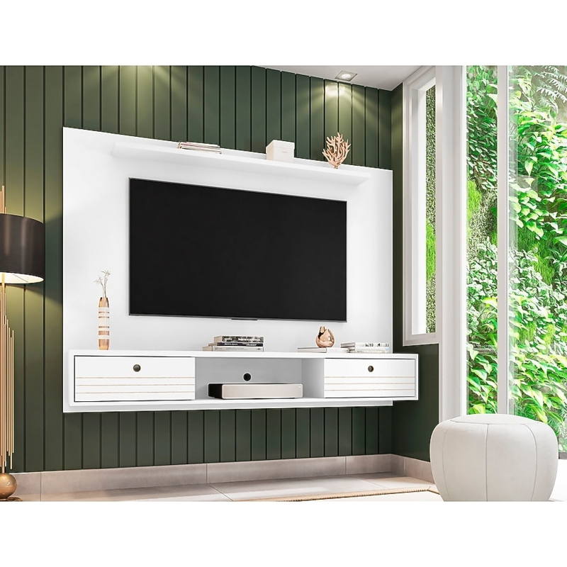 Wall-Mounted Entertainment Center with Integrated Back Panel