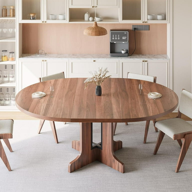 Walnut Dining Table Architectural Cross Brace Pedestal Extendable