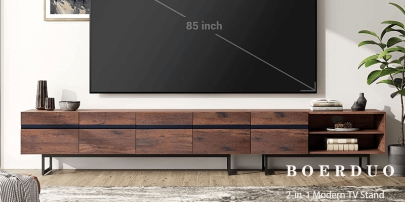 WAMPAT Modern TV Stand for up to 100 inch 2 in 1 Entertainment Center TV  Console with Storage Cabinets Media Console for Living Room