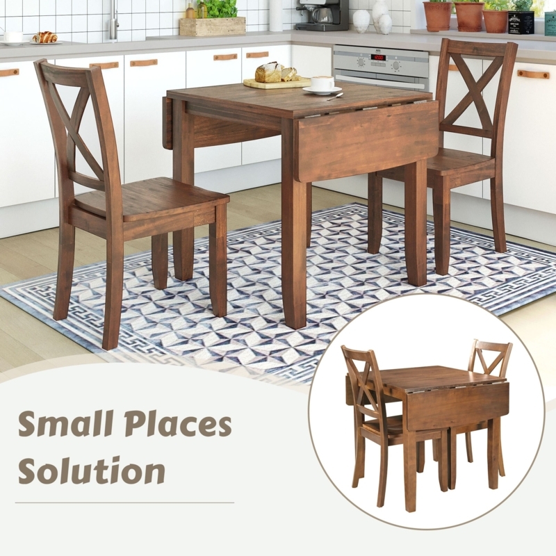 Warm Brown 3-Piece Dining Set with Classic X-Back Chairs