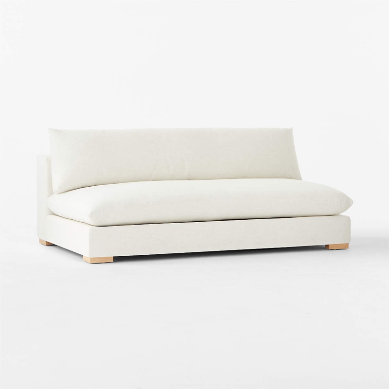 White Performance Fabric Deep Depth Armless Loveseat