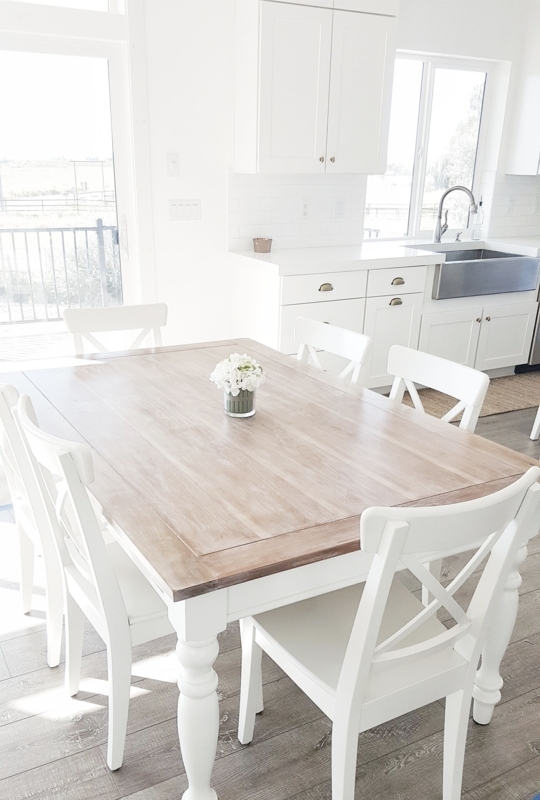 White Round Pedestal Dining Table Set with Cross-Back Chairs