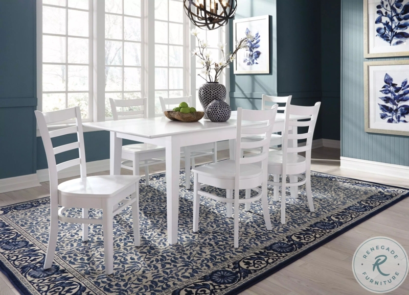 White Shaker Dining Table Set featuring Ladder-Back Chairs