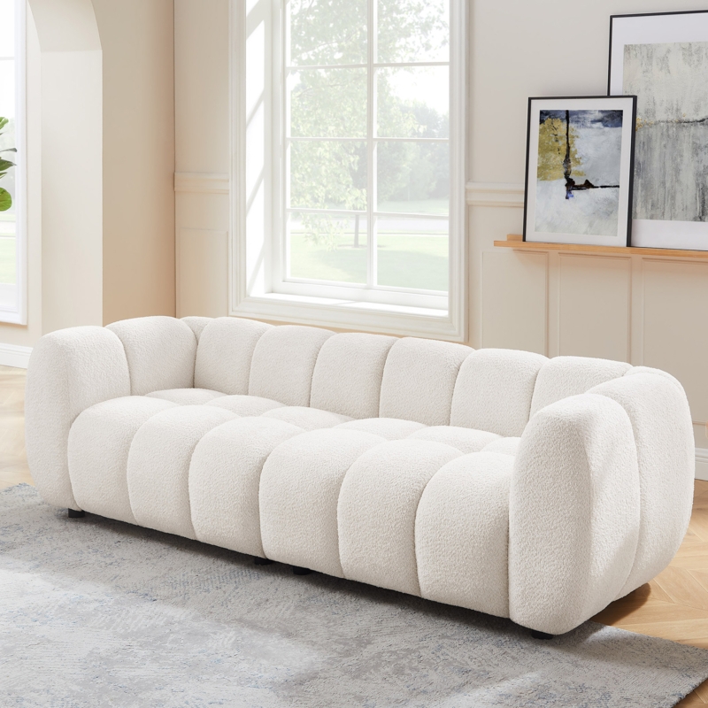White Sofa Waffle Pattern Boucle Texture Segmented Silhouette