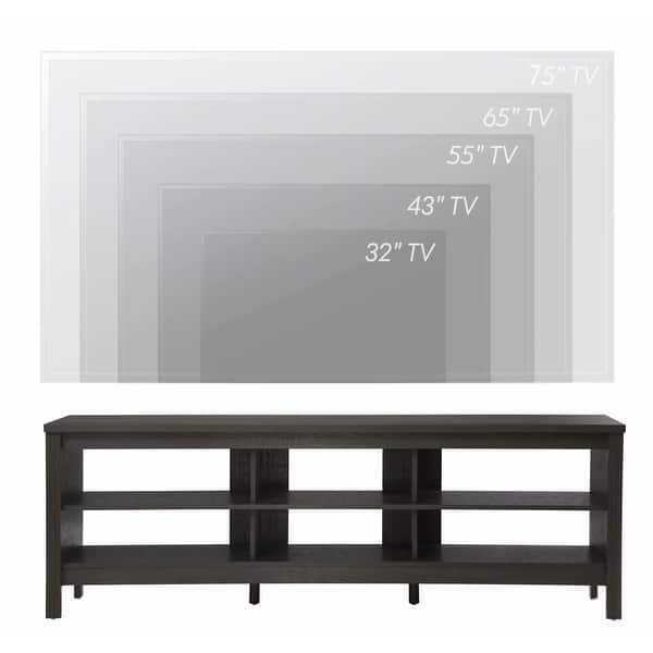 Wide Black TV Stand Open Tiered Shelving Farmhouse Media Console 75 Inch