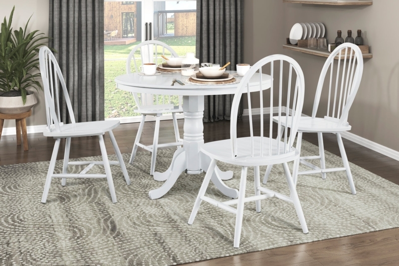Windsor Dining Set Spindle Back Chairs Turned Pedestal Base