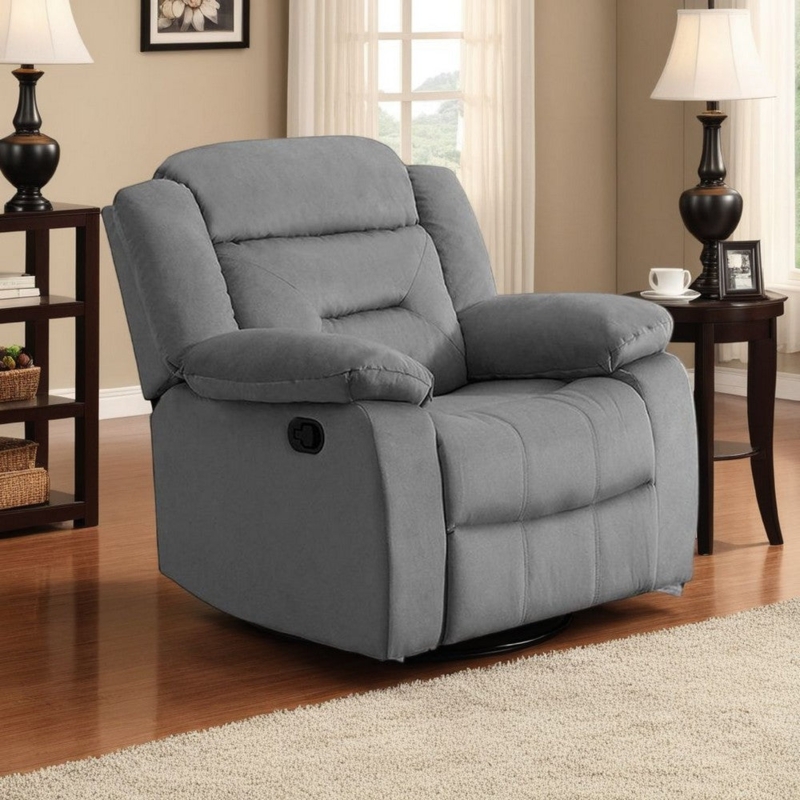 Wingback Recliner Light Gray Velvet-Like Diamond Tufting Elegant