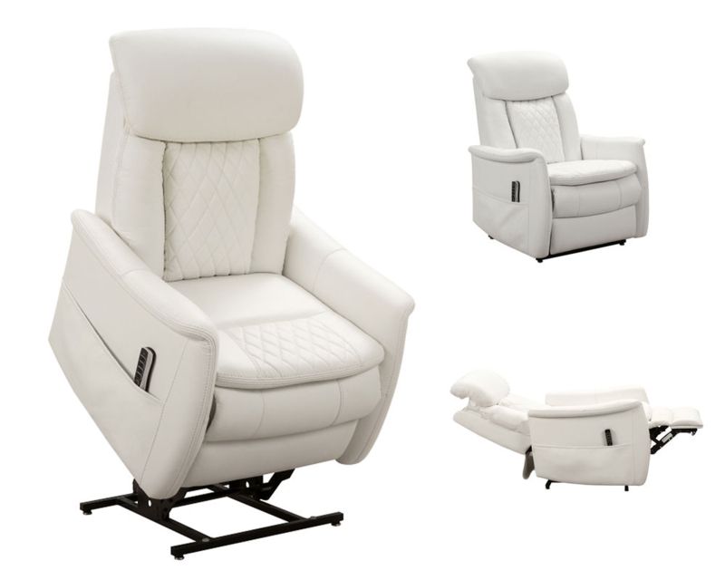 Winter White Power Lift Chair, Remote Control, Motorized Standing Chair