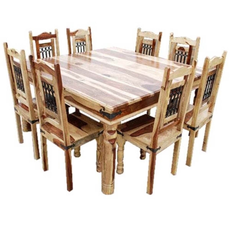 Wood Dining Set featuring Industrial Metal Corner Brackets
