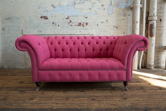 Wool Chesterfield Sofa Deep Button Tufting Industrial Loft Context
