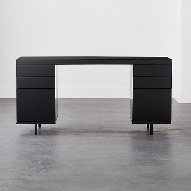 Writing Desk, Double Pedestal Base, Six Drawer Storage, Matte Finish