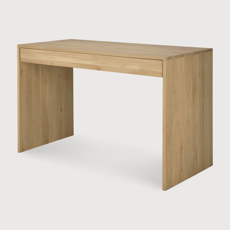 Writing Desk featuring Sculptural Wave Front Drawer in Japandi Style
