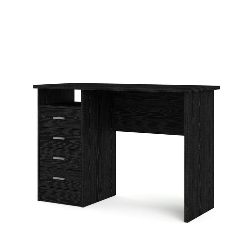 Writing Desk, Four Drawers, Black Woodgrain Finish