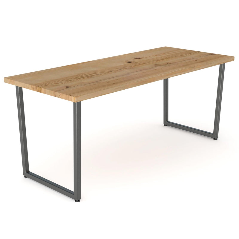 Writing Desk U-Shaped Legs Thick Wood Top Industrial Rustic Reclaimed Look