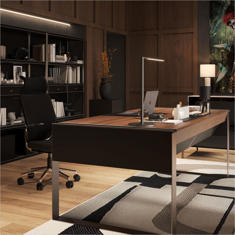 Writing Desk Wishbone Legs Sculptural Base Walnut Wood Mid-Century