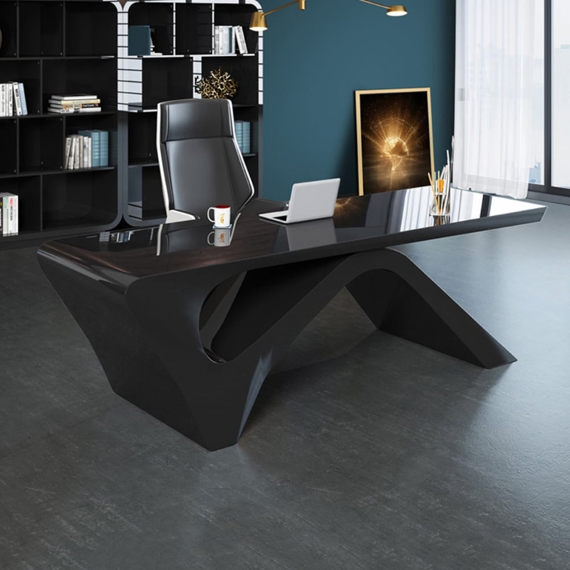 Writing Desk with Abstract Sculptural Base and Glossy Finish