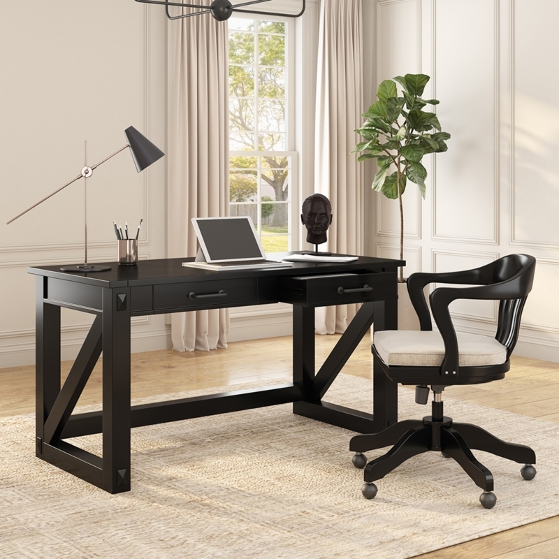 Writing Desk, X-Frame Base, Matte Finish, Modern Farmhouse Style
