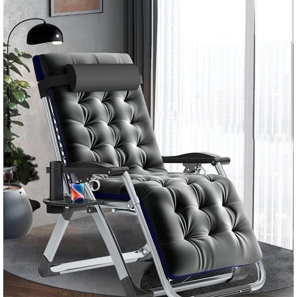 Zero Gravity Chair Diamond Tufted Dark Gray with Chrome Frame