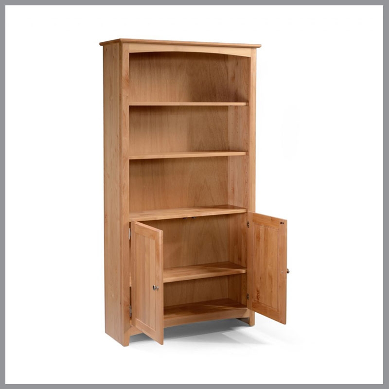 26-Inch Wide Alder Standalone Bookcase w/Doors - Doerr Furniture