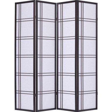 4 Panel Shoji Screen Room Divider with Double Cross Privacy Design