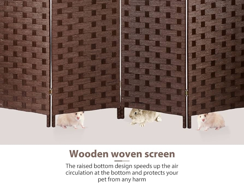 - 6 FT Tall Room Divider Panel,4 Panel Room Partitions and  Dividers Privacy Screen, Wood Folding Partition Room Dividers Temporary Wall,  Wood Mesh Hand-Woven Design, Brown