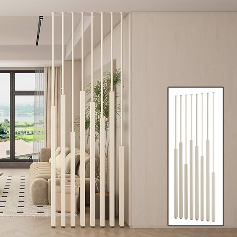 - 8 Pcs Beige Room Dividers Posts, Floor to Ceiling Metal Partition  Room Divider Column, Hotels/Restaurants/B&Bs/Home Decor Separator  Grille(5.8ft/176.7cm)