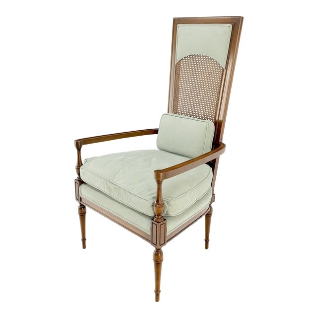 Accent Armchair Tall Backrest Rattan Cane, French Provincial Chair.