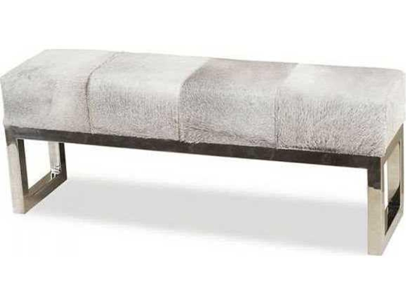 Accent Bench Polished Geometric Fretwork Base Cream Seat