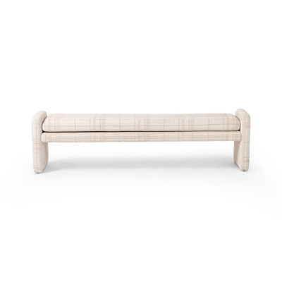 Accent Bench Windowpane Upholstery Bridge Frame Minimalist