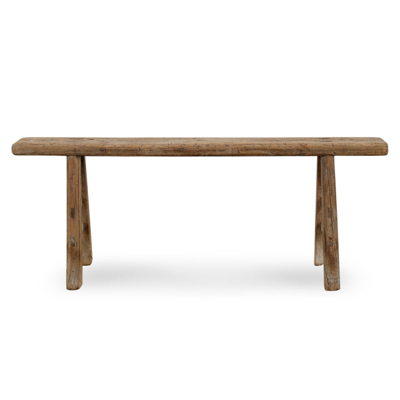 Accent Bench with Splayed Legs Weathered Wood Rustic Entryway Seating