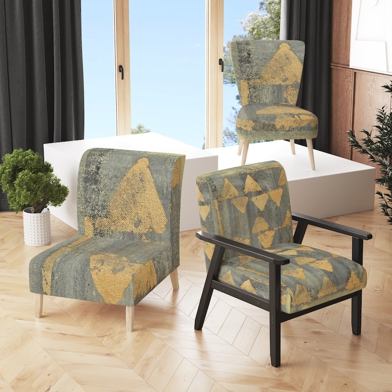 Accent Chair Abstract Metallic Pattern White Barrel Modern