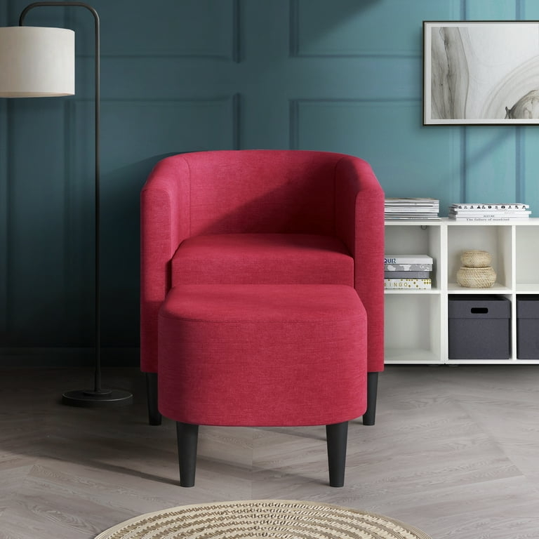 Accent Chair and Ottoman Matching Footstool Wingback Traditional