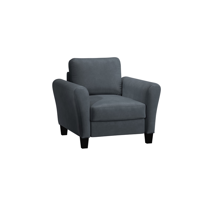 Accent Chair Angled Wooden Frame Slanted Back Microsuede