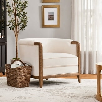 Accent Chair Armless Silhouette Channel Tufting Natural Wood Legs